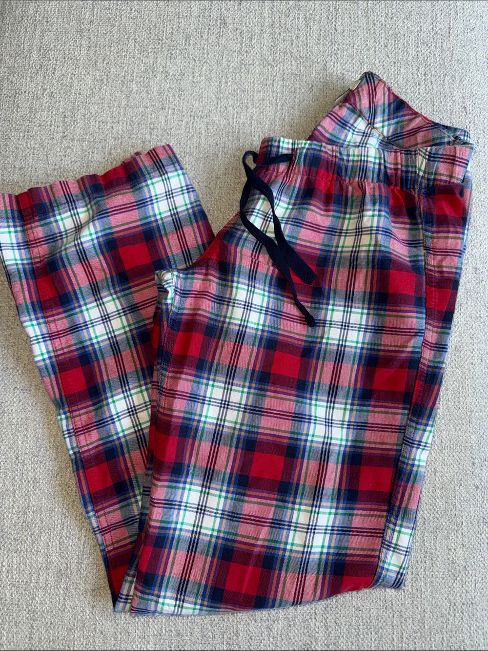 J. Crew Red Plaid  Pajama Pants with Navy Drawstring
